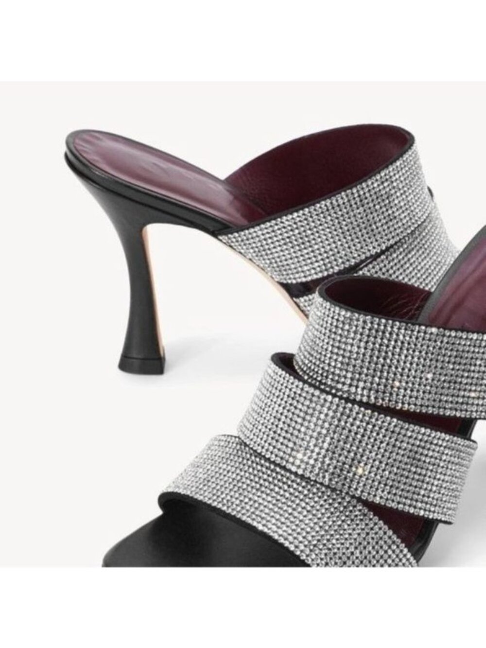NEW Staud Sonny Rhinestone Sandal Heels 39.5 Black 9.5 Crystal Leather